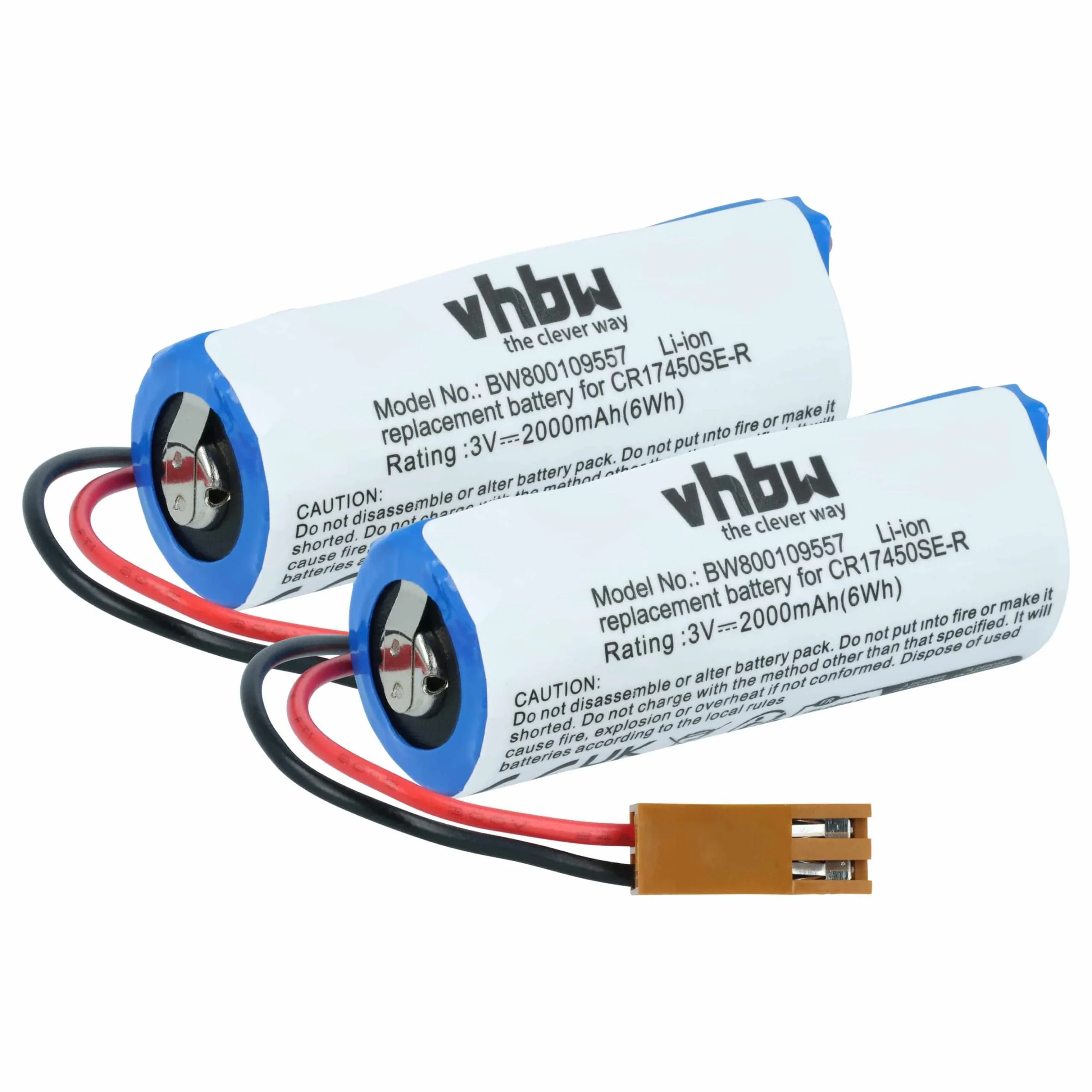 2x Batteries remplace A02B0200K102, A02B-0200-K102, CR17450ER-CX pour unité de contrôle - 2000mAh 3V Li-ion