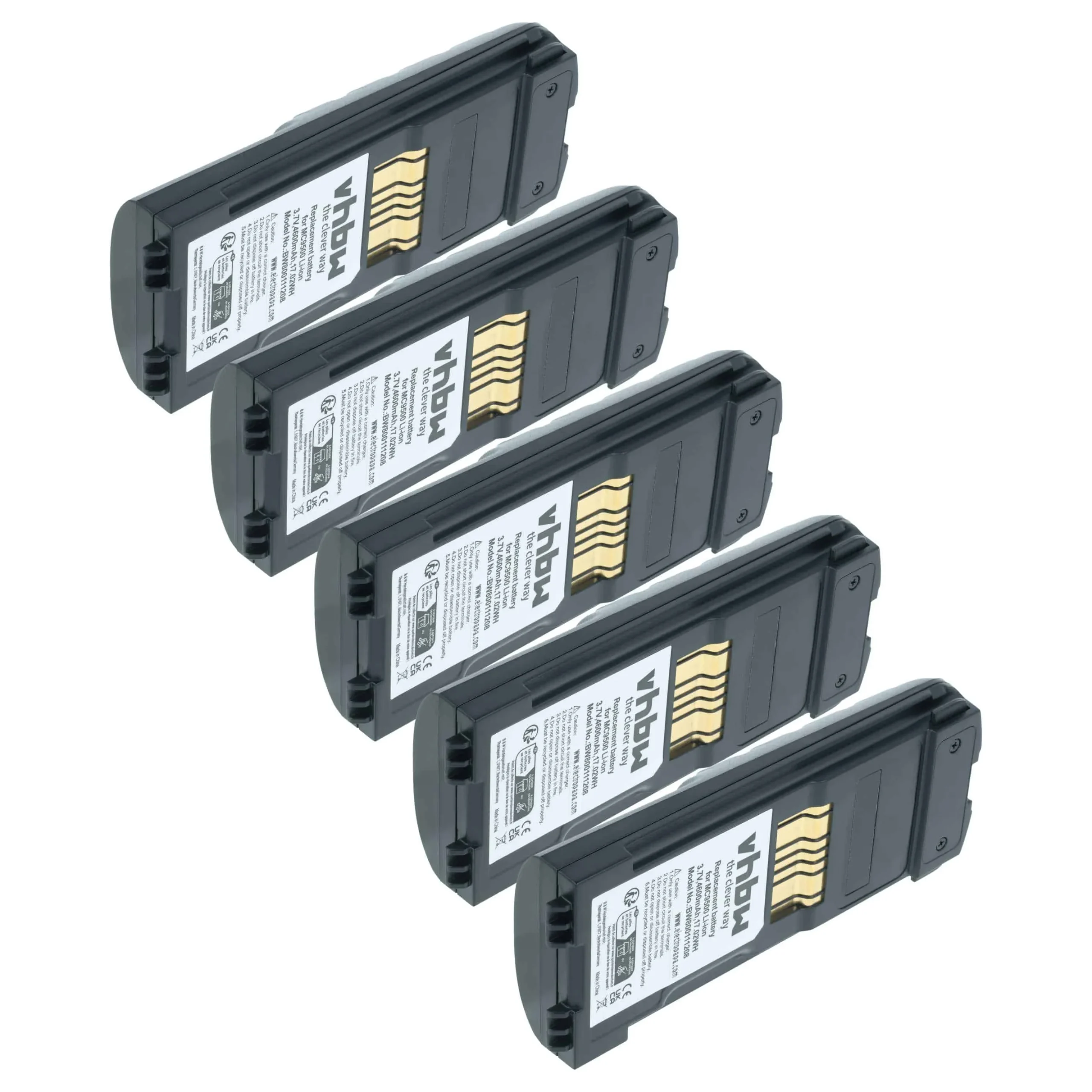 5x Batteries remplace Symbol 82-111636-01, BTRY-MC95IABA0 pour scanner de code-barre Symbol - 4600mAh 3,7V