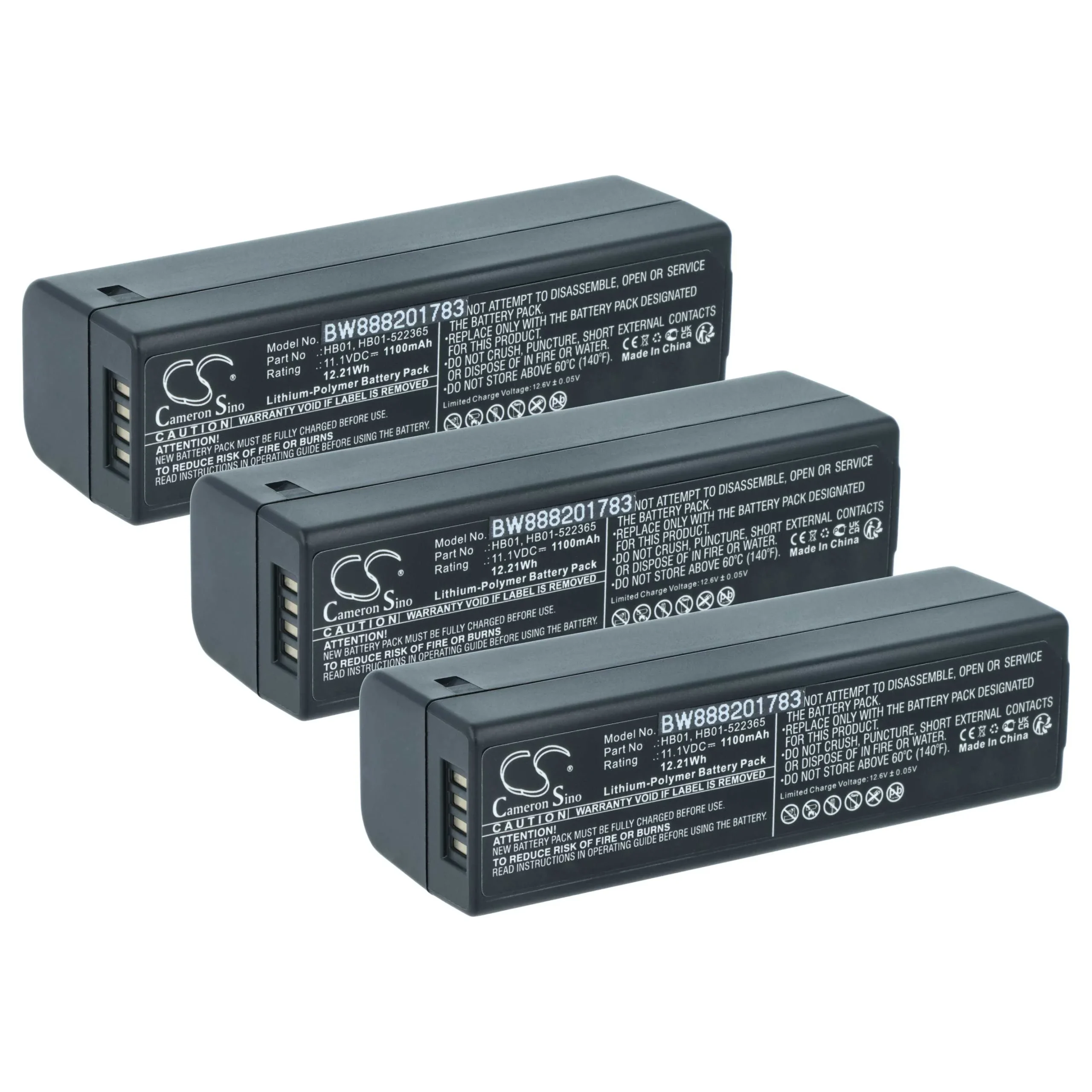 3x Batteries remplace DJI HB01, HB01-522365 pour appareil photo DJI- 1100mAh 11,1V Li-polymère