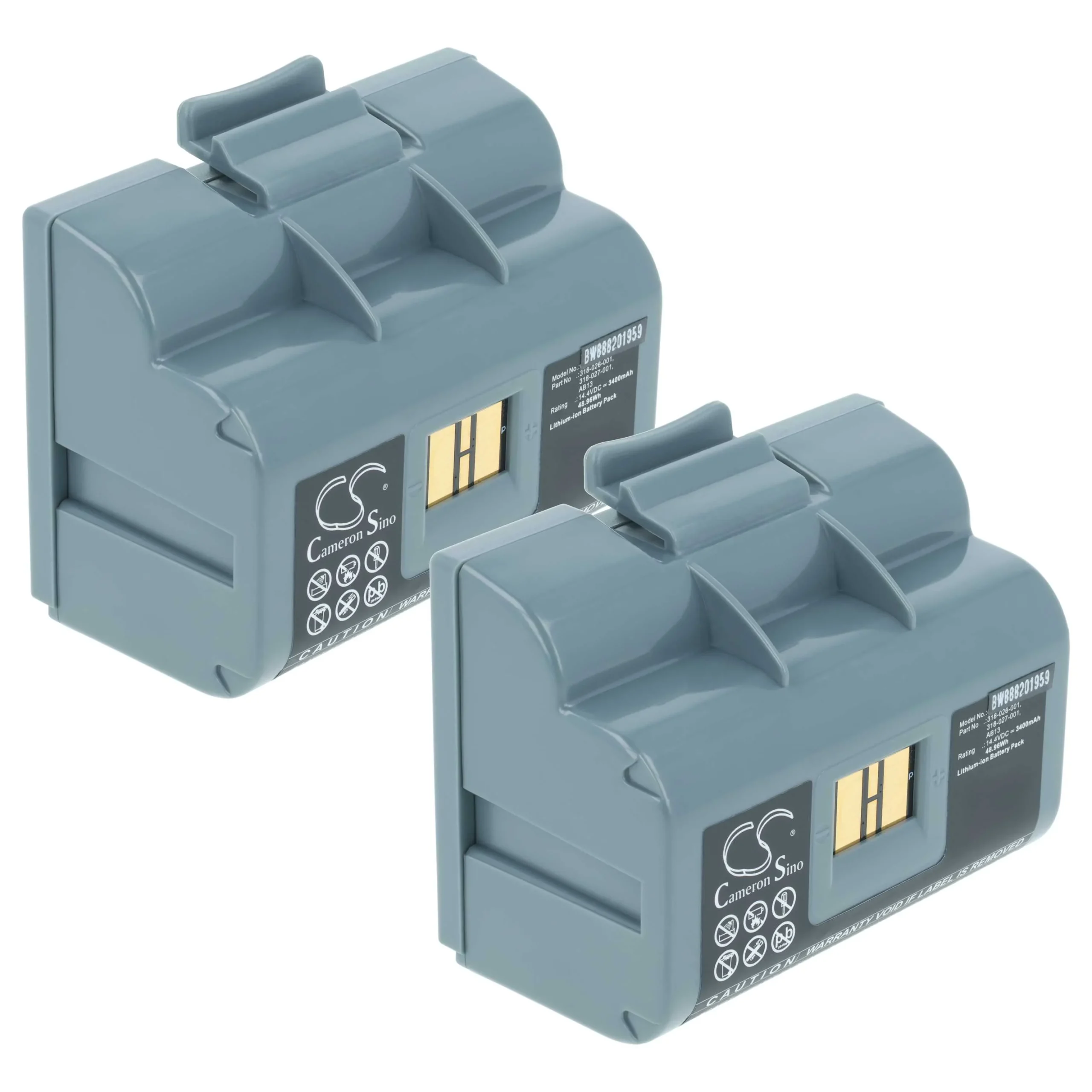 2x Batteries remplace Intermec 318-026-001, 318-026-003 pour imprimante Honeywell - 3400mAh 14,4V Li-ion