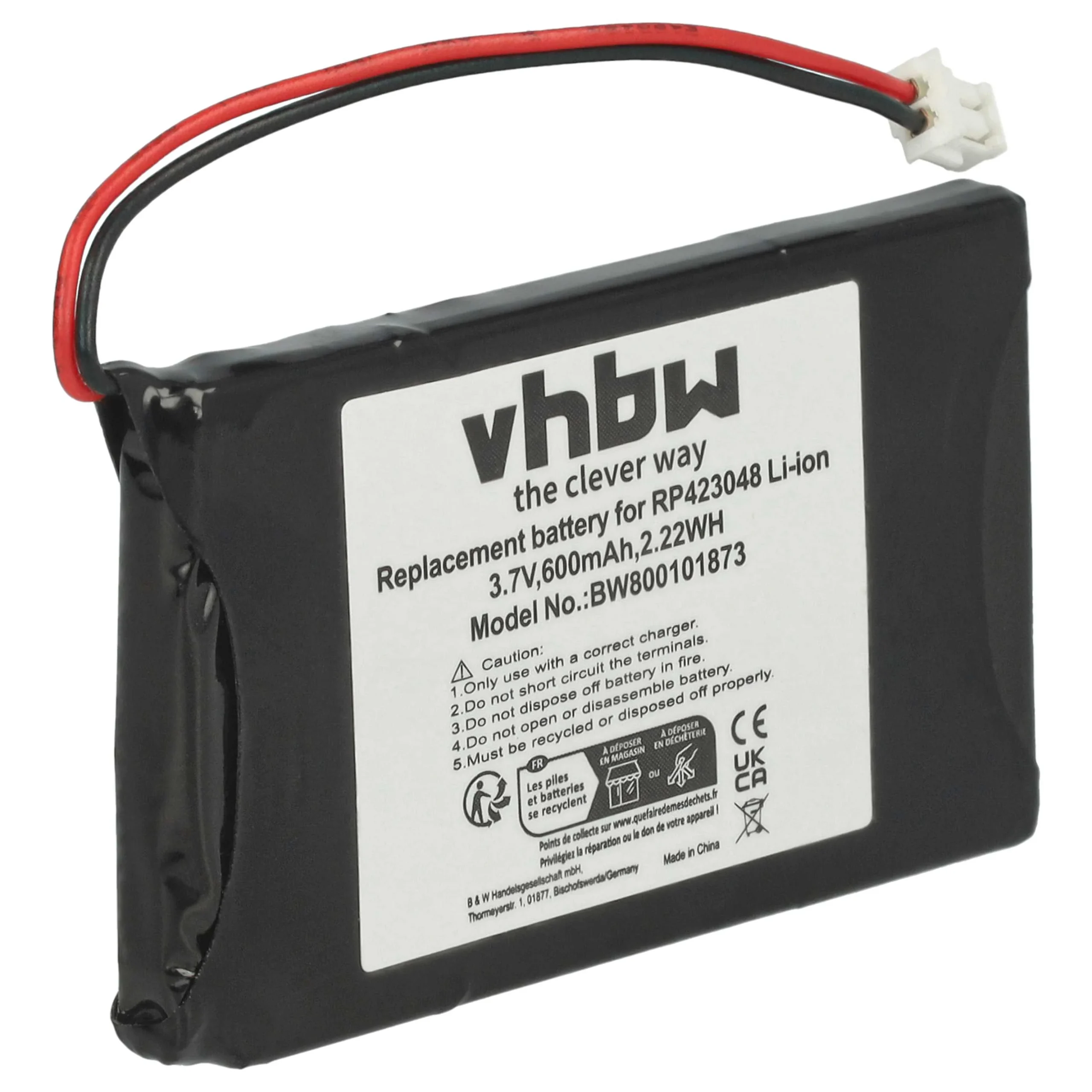 Batterie remplace LZ423048, HI-D6 BT pour téléphone Grundig - 600mAh 3,7V Li-ion