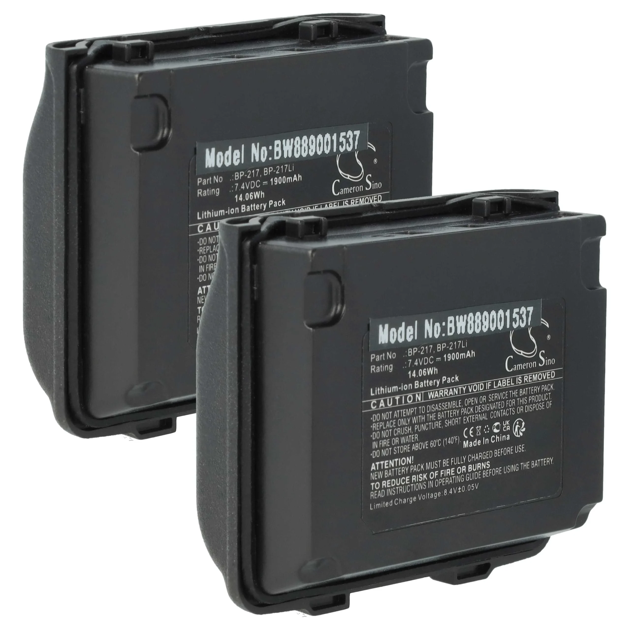 2x Batteries remplace Icom BP-217LI, BP-217 pour radio talkie-walkie Icom- 1900mAh 14,06V Li-ion