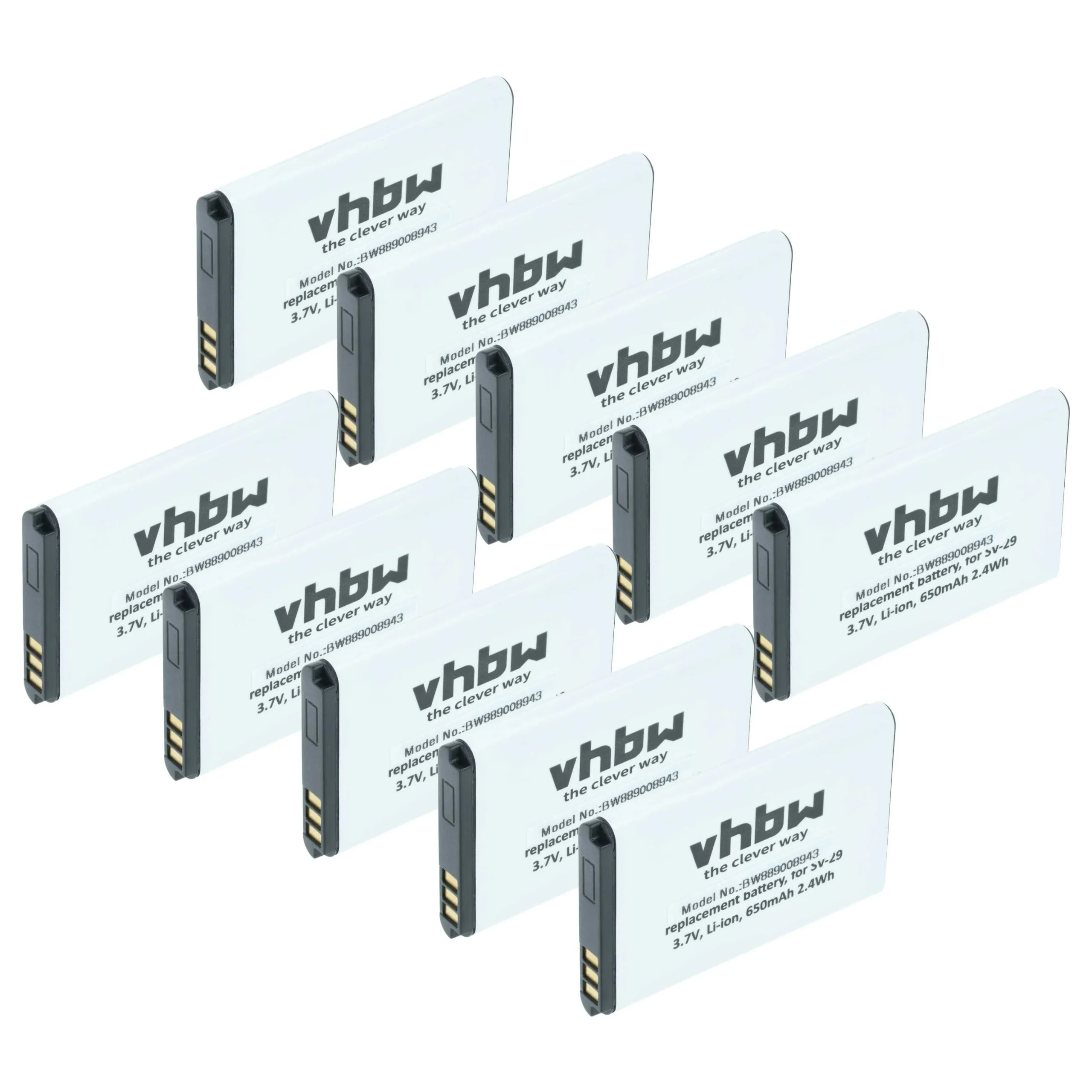 Batterie (10 pcs.) remplace Alcatel RTR001F01, 10000058 téléphone portable T-Com - 650mAh 3,7V Li-ion