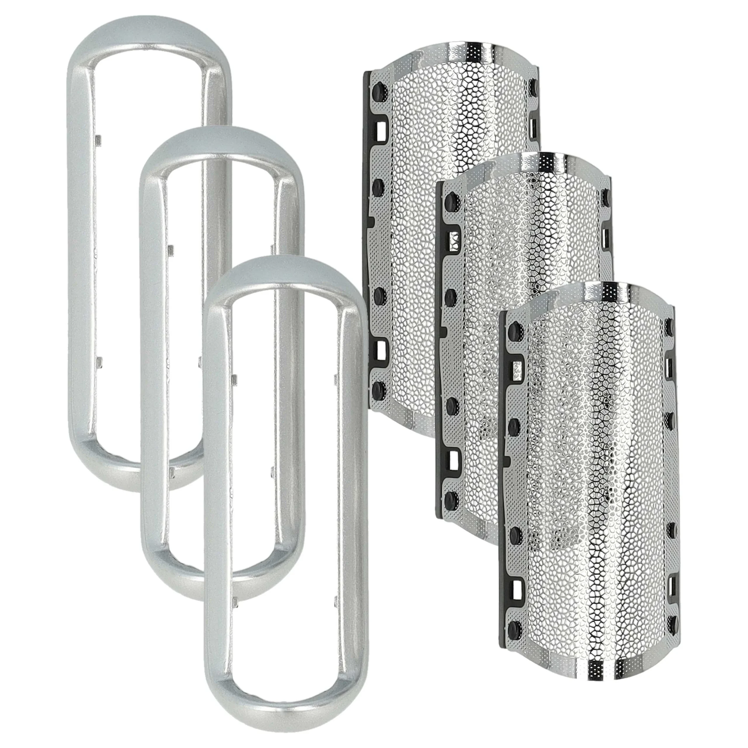 3x Grilles remplace Braun 5S pour rasoir Braun - avec cadre de tête, argenté