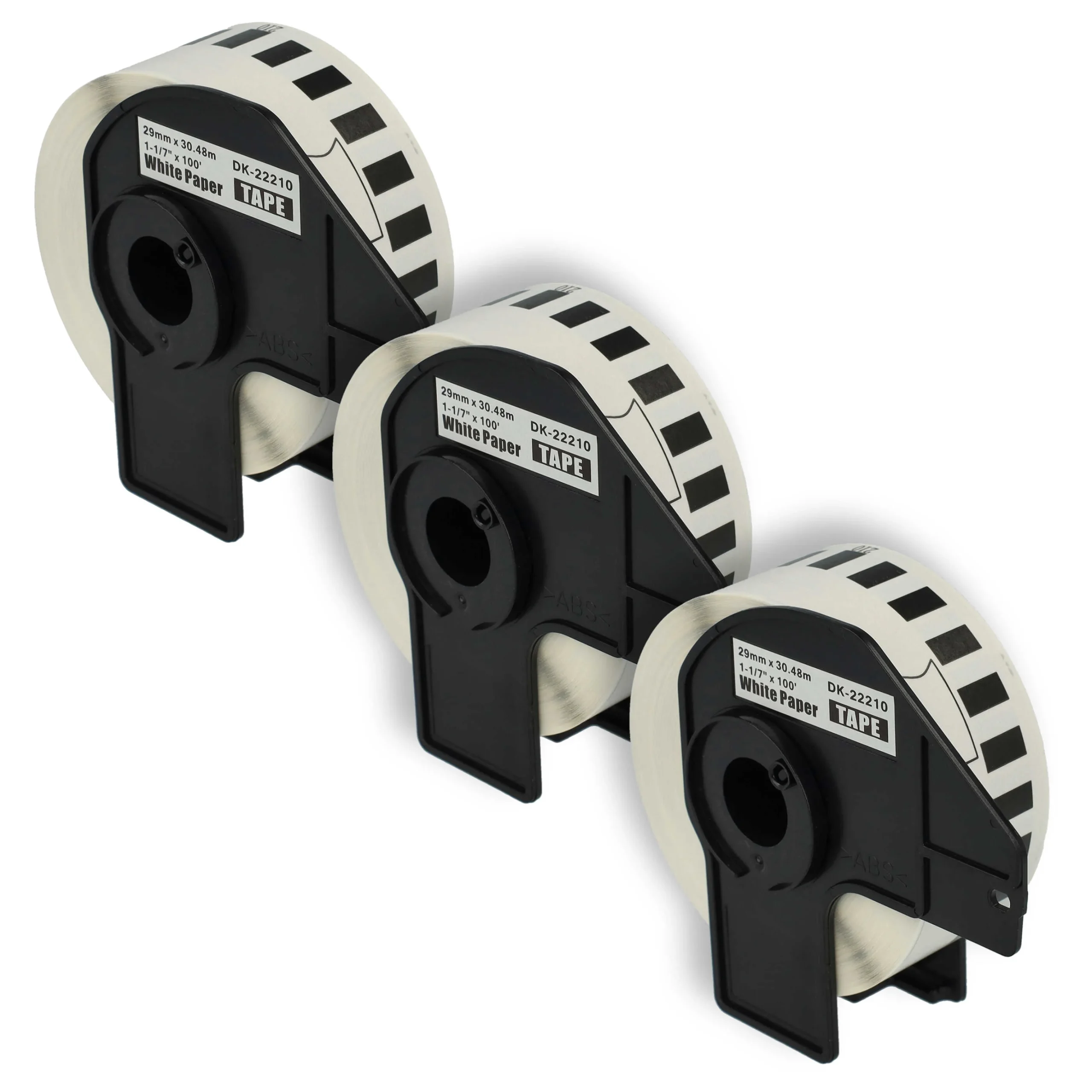 3x Étiquette remplacent Brother DK-22210 pour imprimante étiqueteuse - 29mm x 30,48m + support
