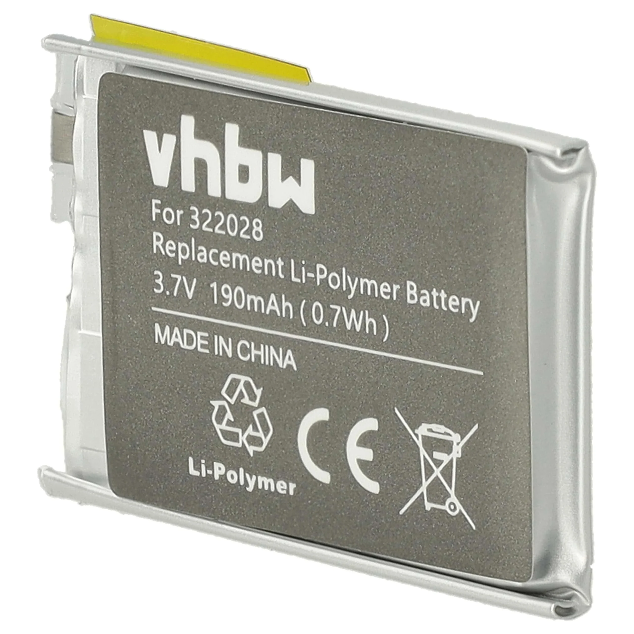 Batterie remplace TomTom AHB322028, 322028 montre connectée - 190mAh 3,7V Li-polymère