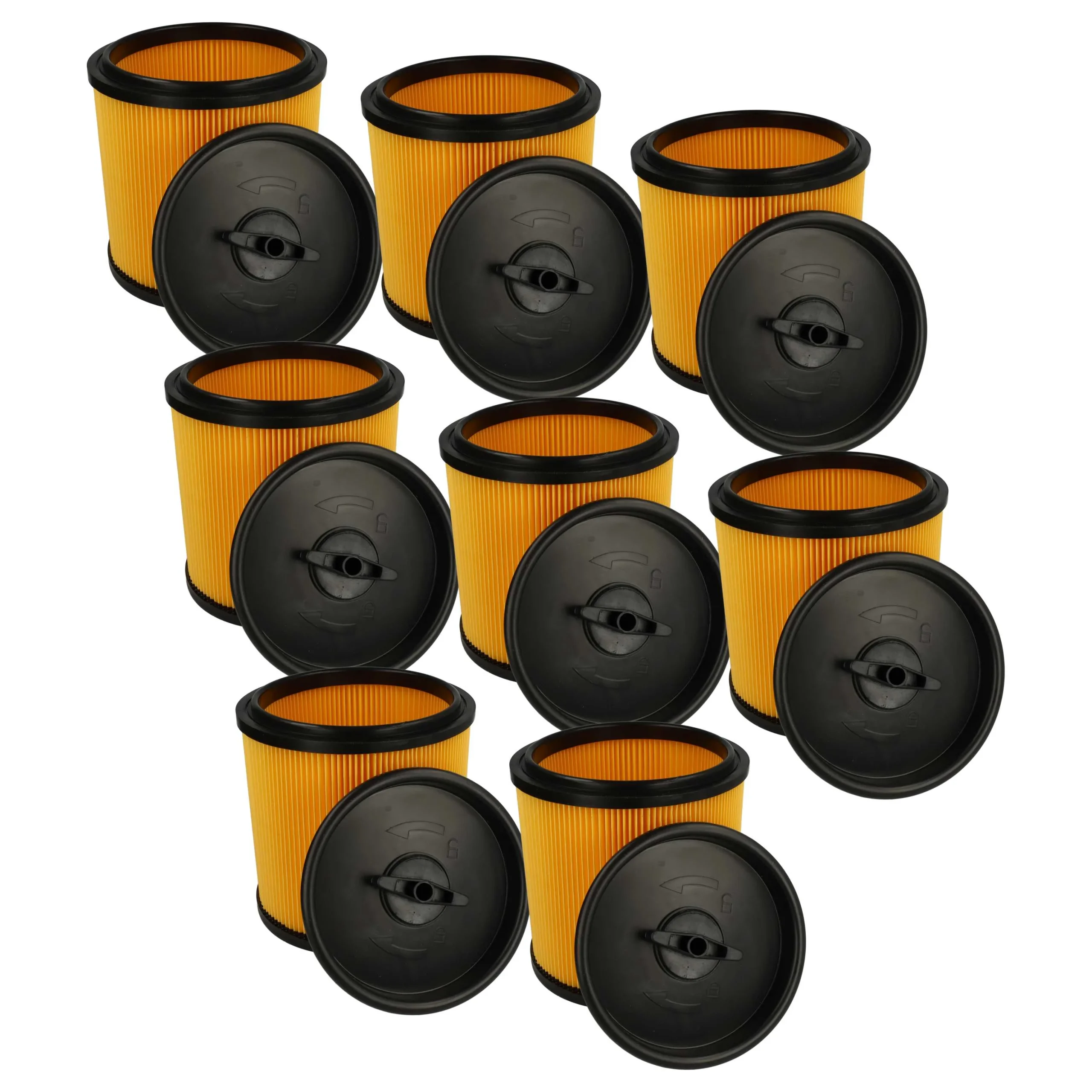 8x Filtre remplace Grizzly 91092030 pour aspirateur Parkside - Cartouche Filtre, noir / jaune