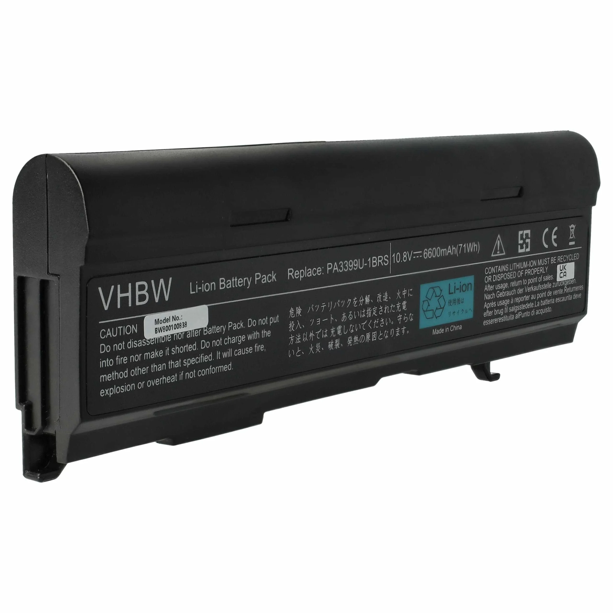 Batterie remplace Toshiba PA3399U-1BAS pour ordinateur portable Toshiba- 6600mAh 10,8V Li-ion, noir
