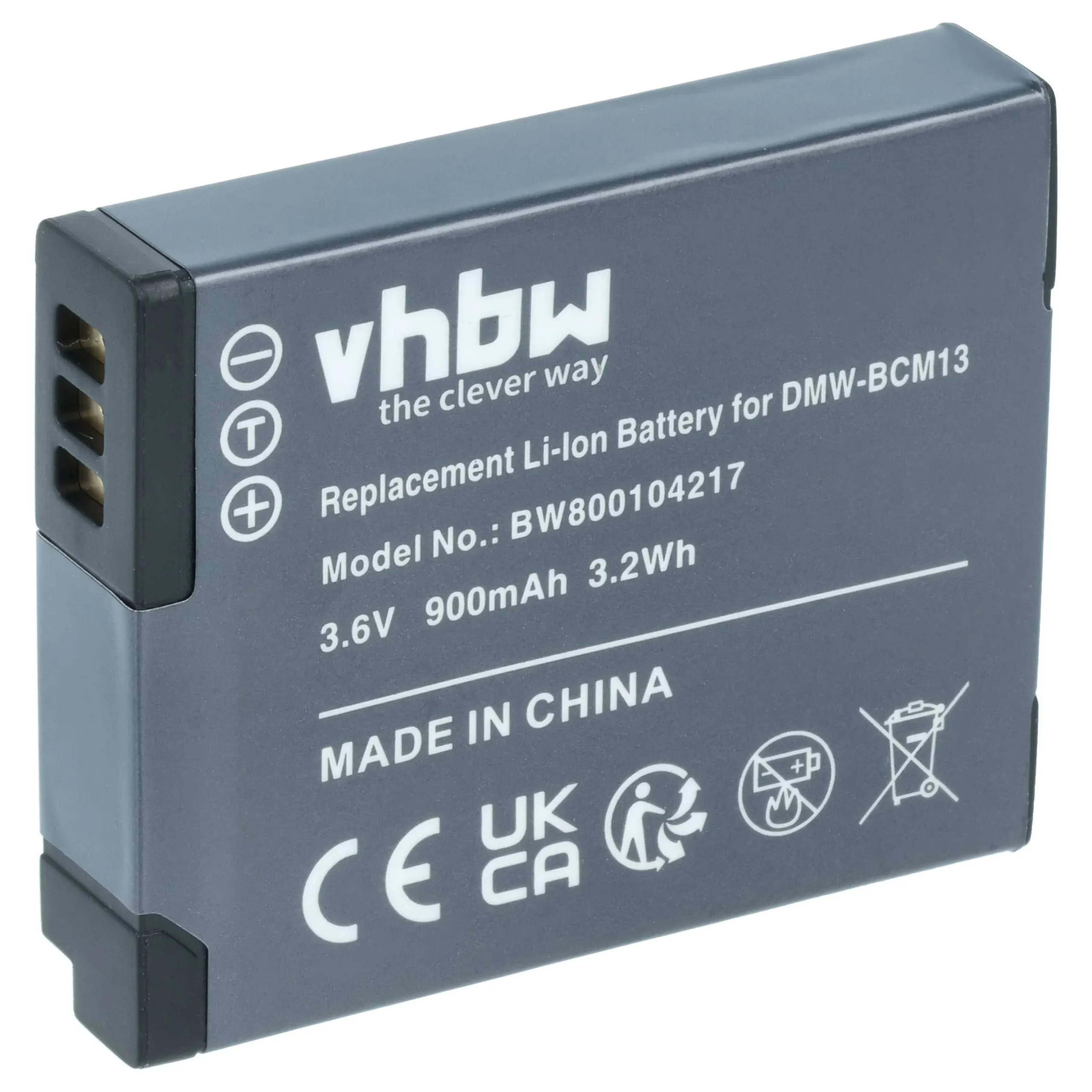 Batterie remplace Panasonic DMW-BCM13E, DMW-BCM13 pour appareil photo Panasonic- 900mAh 3,6V Li-ion