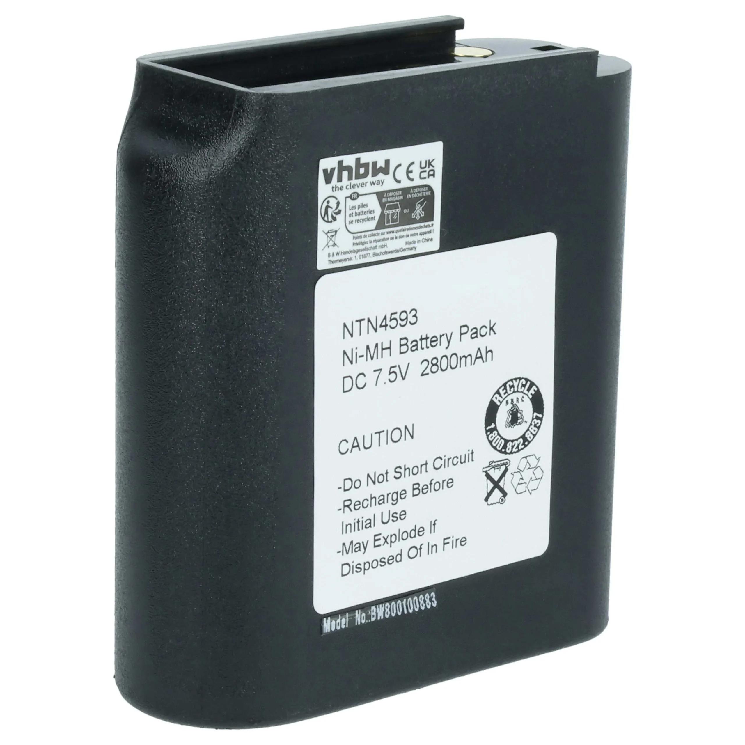 Batterie remplace Motorola NTN4592, NTN4593, NTN4538 pour radio talkie-walkie Motorola- 2700mAh 7,5V NiMH