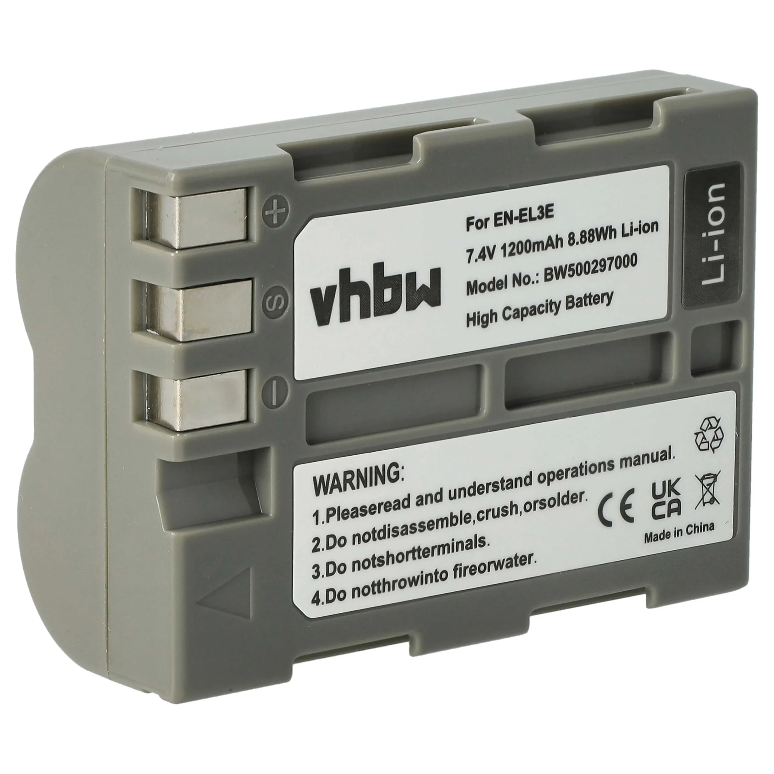 Batterie remplace Nikon EN-EL3e pour appareil photo Nikon- 1200mAh 7,2V Li-ion