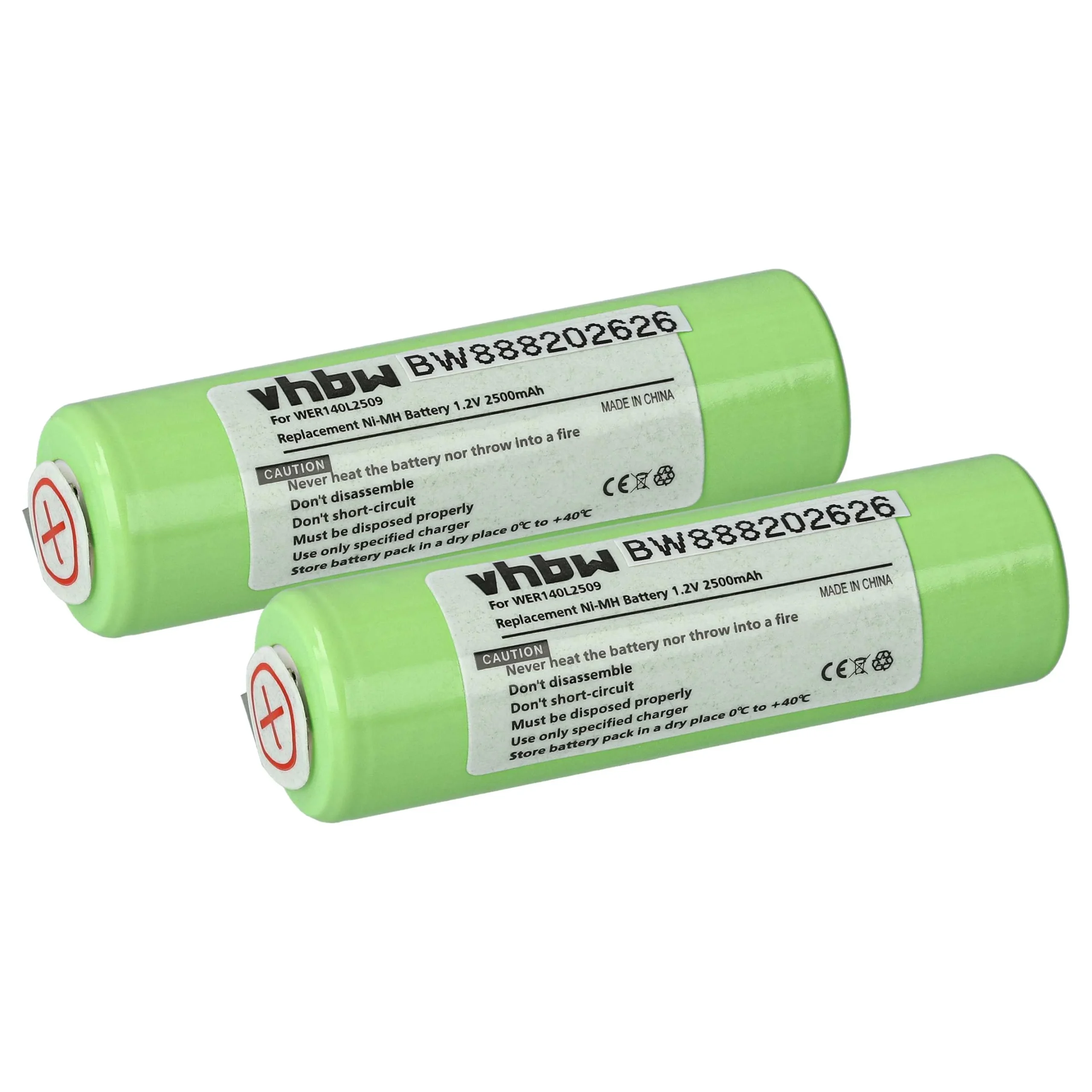 Batterie (2 pcs.) remplace Panasonic WER140L2509 tondeuse à cheveux - 2500mAh 1,2V NiMH