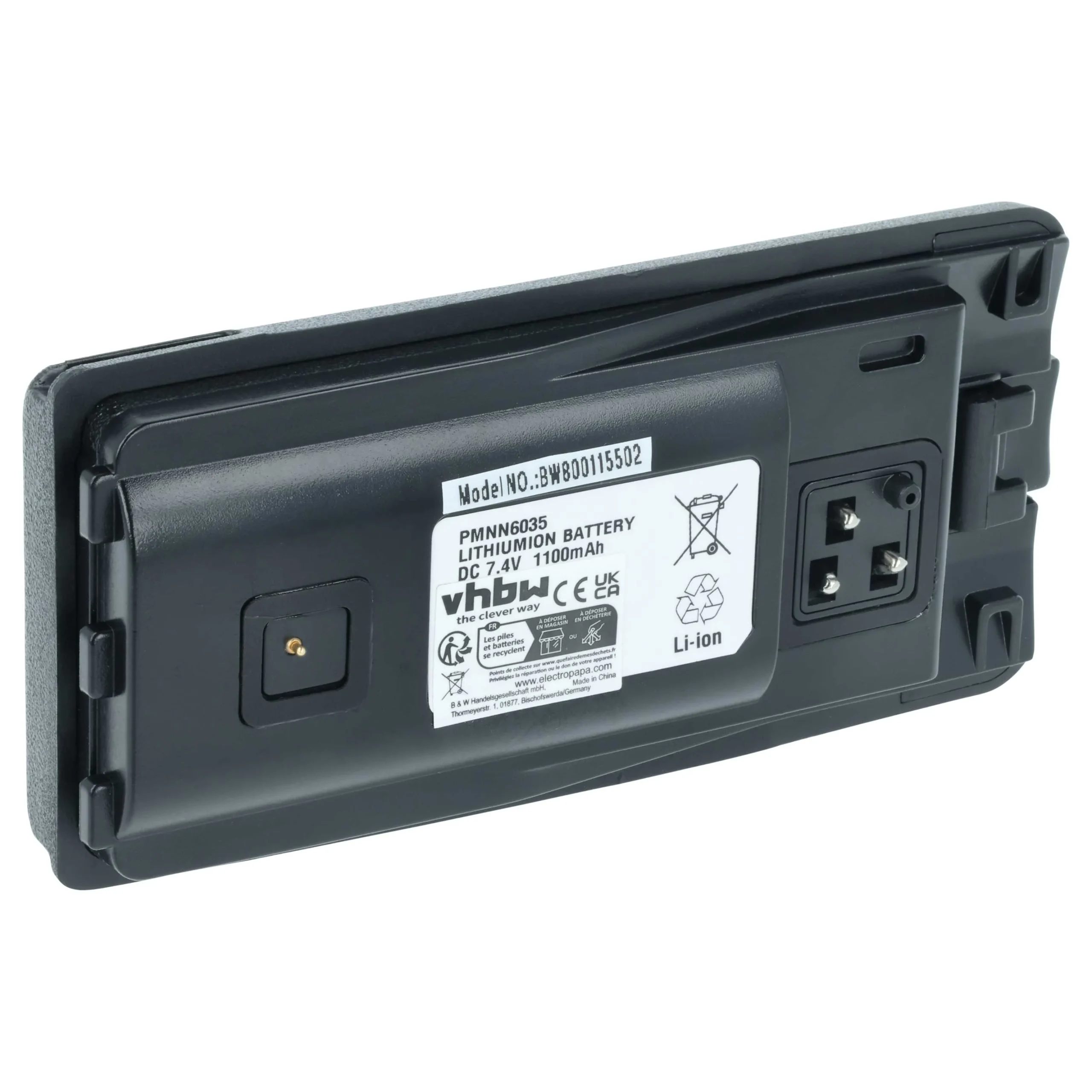Batterie remplace Motorola PMNN6035, 6080384X65 pour radio talkie-walkie Motorola- 1100mAh 7,4V Li-ion