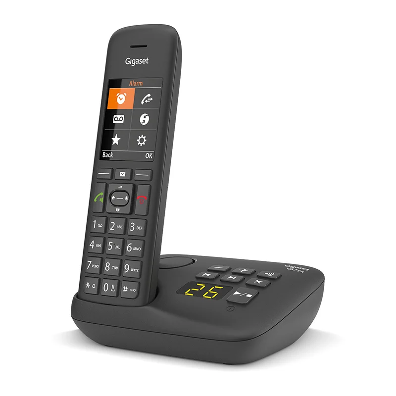 Gigaset C575A - Téléphone fixe sans fil avec répondeur intégré jusqu'à 30 minutes d'enregistrement, grand écran rétro-éclairé couleur, fonctions mains libres et blocage d'appels - Noir