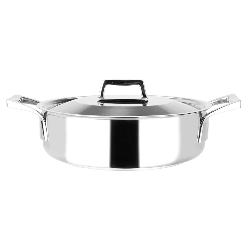 Sitram 711671, Sauteuse Faitout SAINT-GERMAIN en acier inoxydable qualité professionnelle Ø24 cm - tous feux dont induction - Poignée ergonomique, Fond triple épaisseur - Fabrication Française